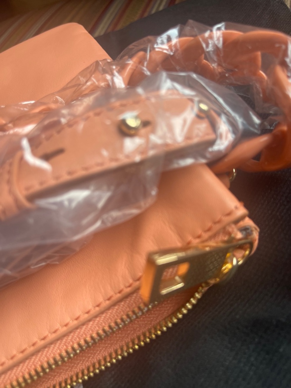 NEW VINCE CAMUTO WOVEN LEATHER CROSSBODY TOP ZIP w CHAIN ADYNA MELON w DUST BAG - Picture 15 of 16